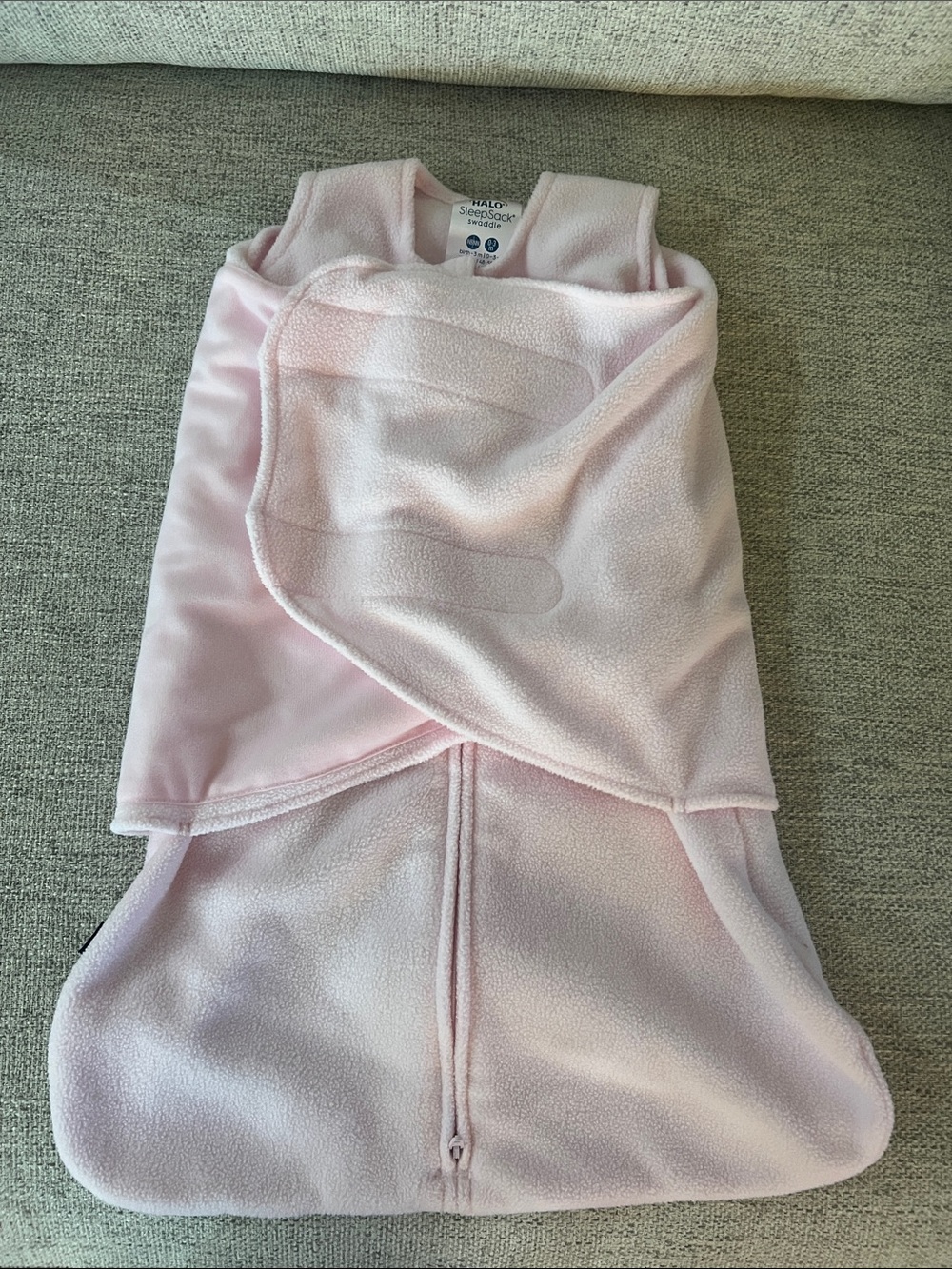 Halo SleepSack Swaddle in Pale Pink Fleece